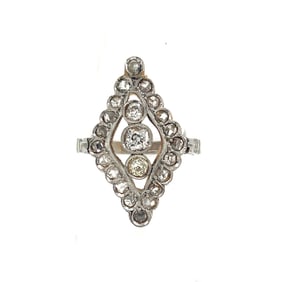 Early Deco Platinum 18k Diamond Ring