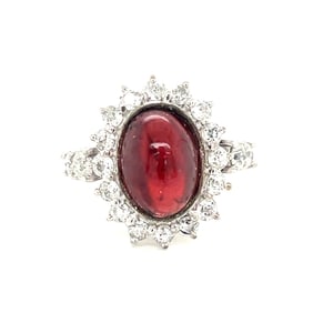 18k Diamond Garnet Rosetta Ring