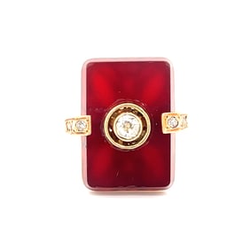 18k Carnelia Diamond Ring