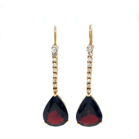 18k Garnet Diamond Drop Earrings