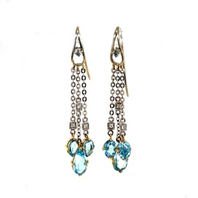 18k Aquamarine Diamond Earrings