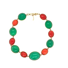 18k Coral Chrysoprase Bracelet