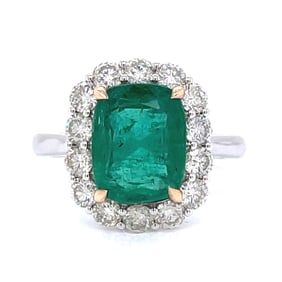 14K White Gold 3.62 Ct. Emerald & Diamond Ring