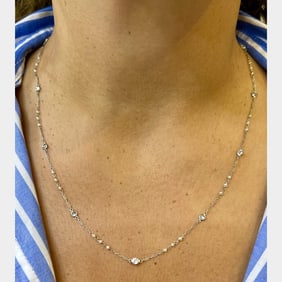 Platinum Natural Pearl & Diamond by the Yard Necklace