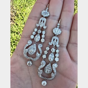 Platinum & 18K White Gold 13.00 Ct. Diamond Earrings