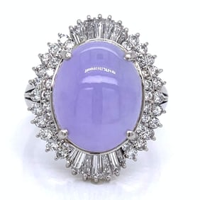 Platinum Lavender Jade & Diamond Ring
