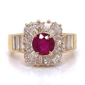 VAN CLEEF & ARPELS 18K Yellow Gold Burma No-heat Ruby & Diamond Ring