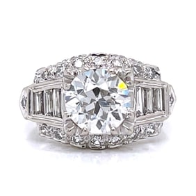 Art Deco 14K White Gold GIA Certified 2.14 Ct. Diamond Ring