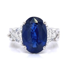 Platinum GIA Certified 6.67 Ct. Sapphire & Diamond Ring