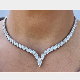 Platinum 32.48 Ct. Graduated Diamond Necklace