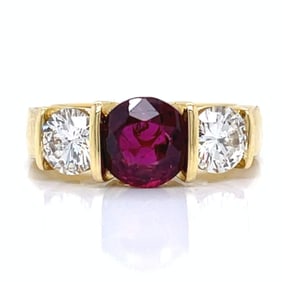 18K Yellow Gold 2.20 Ct. Ruby & Diamond Ring