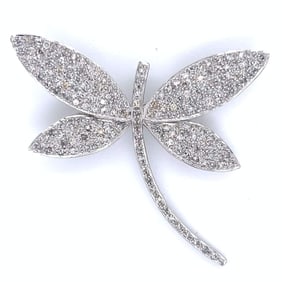 18K White Gold 3.00 Ct. Diamond Dragonfly Brooch