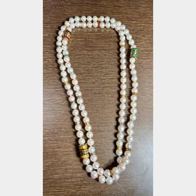 18K Yellow Gold Cultured Pearl 3-Strand Necklace Set