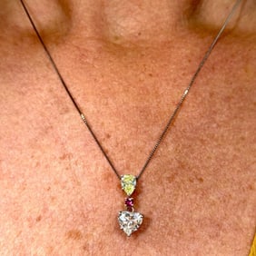 Platinum & 18K Diamond and Ruby Necklace
