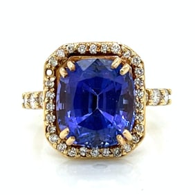 14K Yellow Gold Tanzanite & Diamond Ring