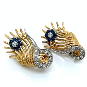 1960’s Italian 18K & 14K Yellow Gold Earrings/Clips