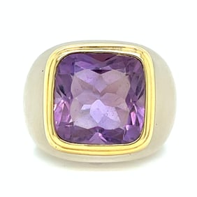 18K Yellow Gold & Crystal Amethyst Ring