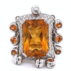 18K White Gold Topaz & Diamond Ring