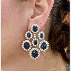 18K White Gold Sapphire & Diamond Earrings