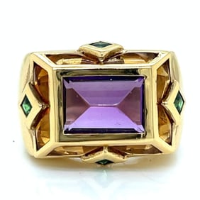 18K Yellow Gold Semi-Precious Stone Ring