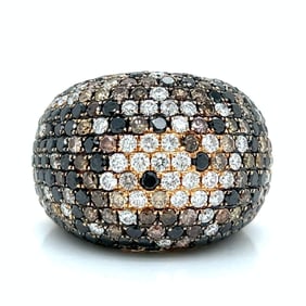 18K Yellow Gold 12.90 Ct. Black, Champagne, and White Diamond Ring