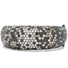 18K White Gold Black & Champagne Diamond Bangle