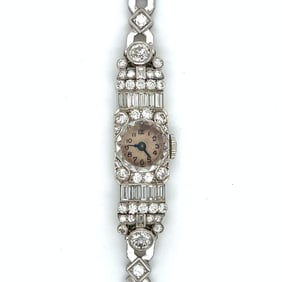 Art Deco Platinum Ladies Cocktail Watch