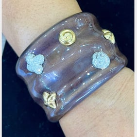 LA NOUVELLE BAGUE 18K Yellow Gold Diamond Cuff Bracelet