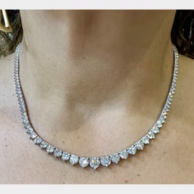 14K White Gold GIA Certified 20.44 Ct. Diamond Necklace