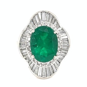 Platinum 3.83 Ct. Emerald & Diamond Ring
