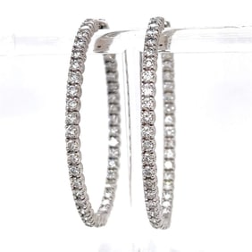 14K White Gold 4.80 Ct. Diamond Hoop Earrings
