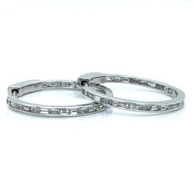 18K White Gold 2.50 Ct. Diamond Hoop Earrings