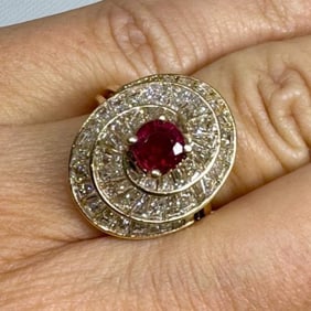 18K Yellow Gold Ruby & Diamond Ring