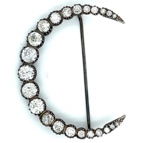Platinum 9.00 Ct. Diamond Crescent Brooch