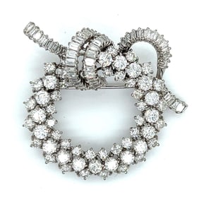 1950's 18K White Gold 10.60 Ct. Diamond Brooch
