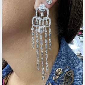 Platinum 14.25 Ct. Diamond Chandelier Earrings