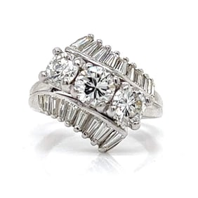 1950's 14K White Gold 3.70 Ct. Diamond Ring