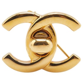 Vintage Chanel Coco Mark Turnlock Brooch, Gold Plated, Women's