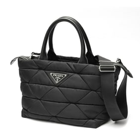 PRADA Medium Padded Re-Nylon x Leather Tote Bag 1BG436 Nylon Black S-158687