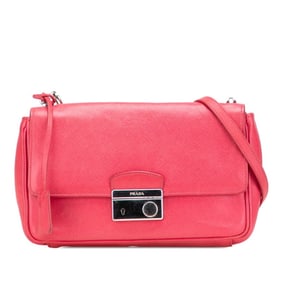 Prada Crossbody Chain Shoulder Bag BT0974 in Pink Saffiano Leather for Women