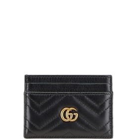Gucci GG Marmont Card Case 443127 Black Leather Women's GUCCI