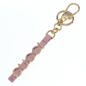 Gucci Key Ring Script Keychain 773970 Pink Leather and Metal Bag Charm Women's GUCCI