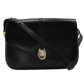 Bally Women's Black Leather Shoulder Bag with A5 Snap Buttons