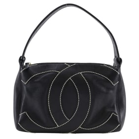 CHANEL Decacoco Wild Stitch Shoulder Bag in Caviar Leather, Black, A5, Women's
