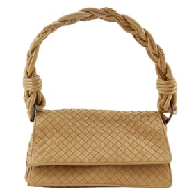 Bottega Veneta Intrecciato Shoulder Bag 145555 V0016, Beige Calfskin, Women's
