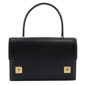 Hermes Hermès Piano 25 Handbag, Box Calf Leather, 1987, Black, A5 Flap, Women's