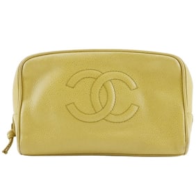 CHANEL COCO Mark Pouch A06241, Yellow Caviar Skin, Women's