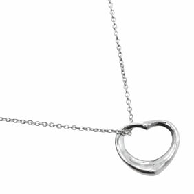 Tiffany & Co. Elsa Peretti Heart Necklace, 925 Sterling Silver, Approx. 2.9g, Open Heart, Women's,
