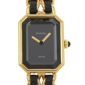 CHANEL Premiere S Watch H0001, Gold-Plated Leather Quartz Movement, Analog Display, Black Dial,