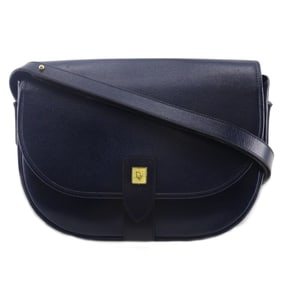 Christian Dior Old Shoulder Bag, Leather, Navy Blue, A5, Snap Button, Dior, Women's